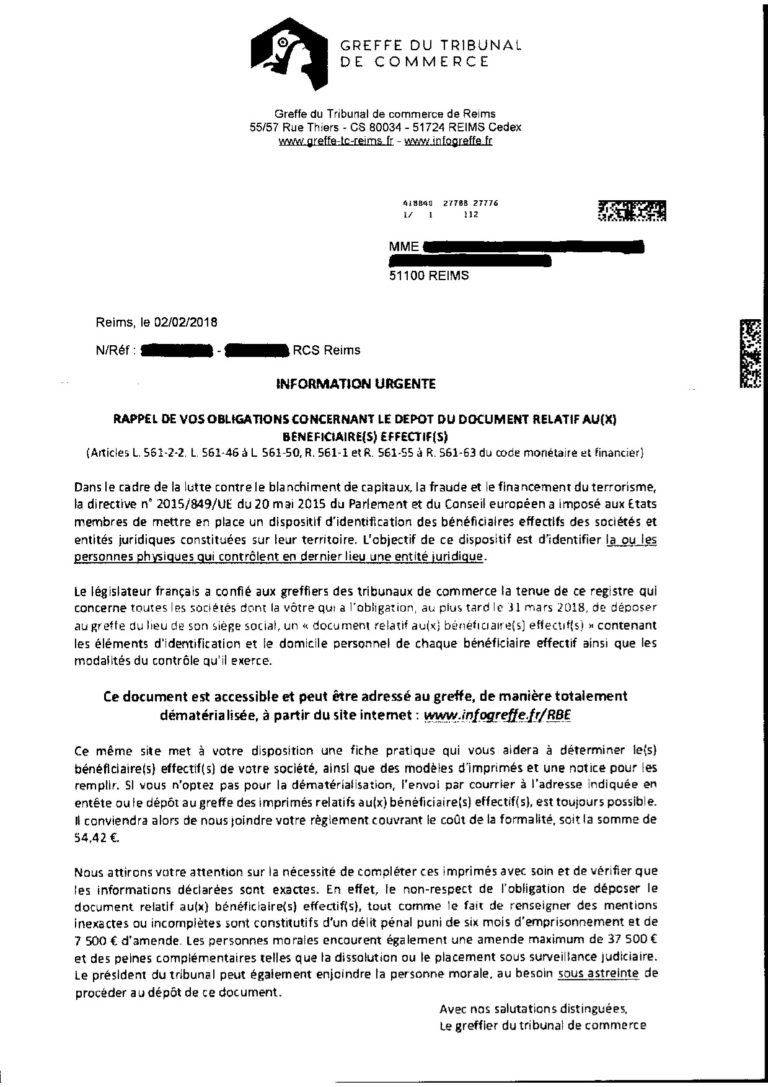 Extrait Du Registre National Des Bénéficiaires Effectifs